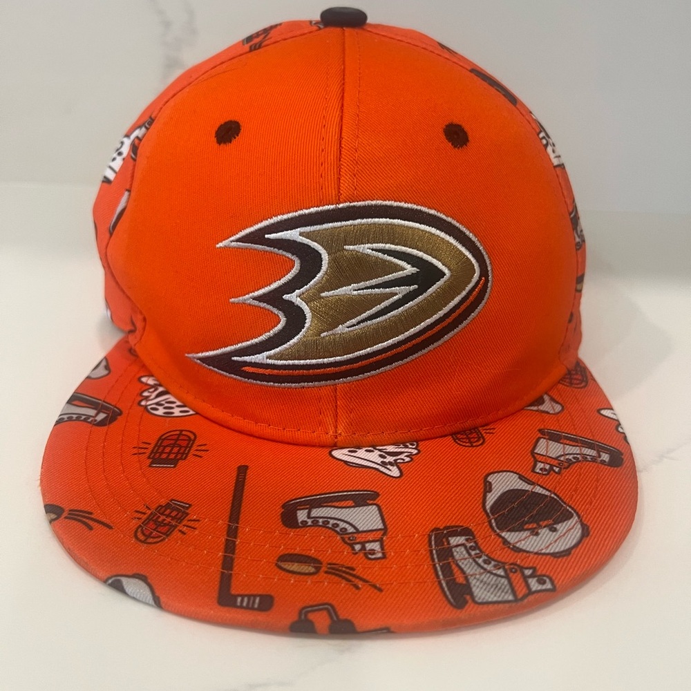Anaheim Ducks NHL Arena Giveaway Bright Orange All Over Print Baseball Hat Cap